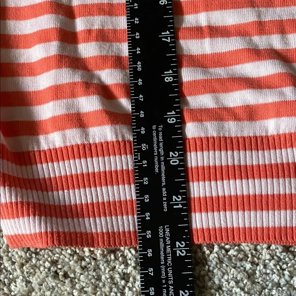 J. Crew Striped Orange & White Women's Lightweight Sweater. Size M. 100% Cotton.